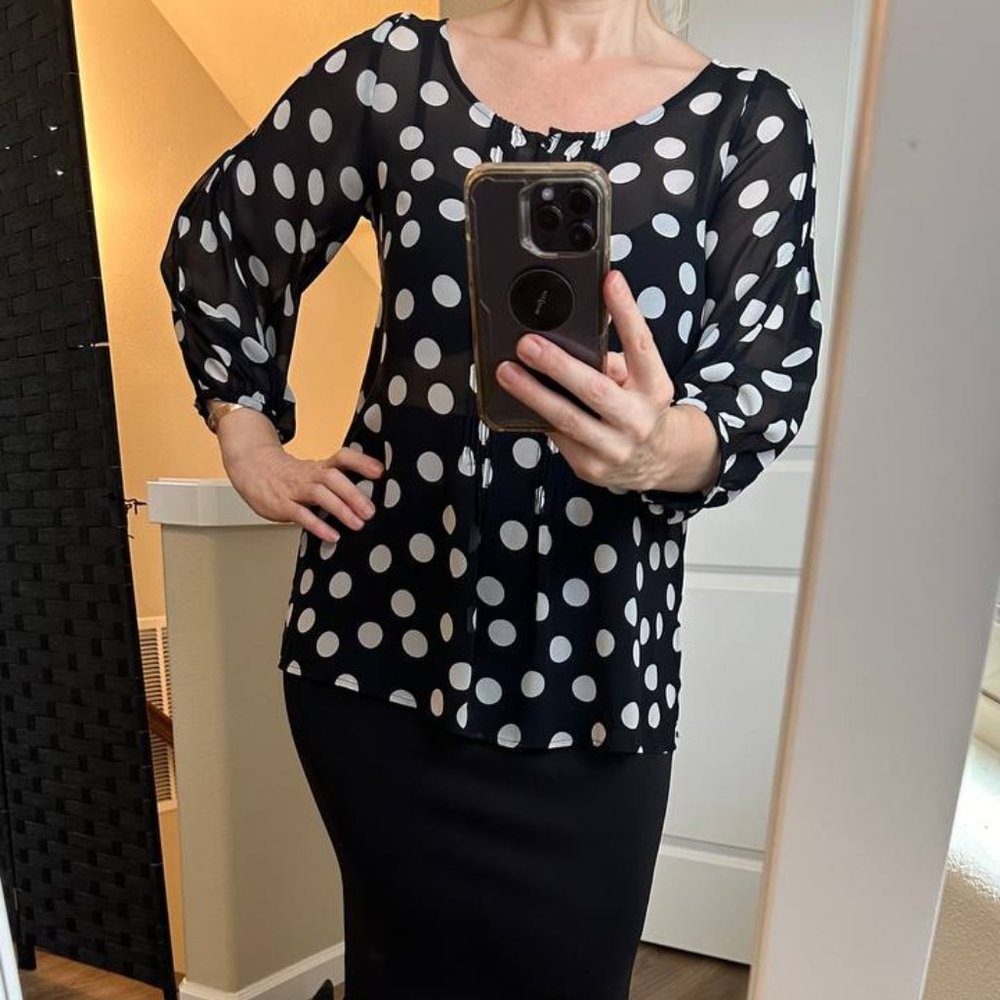 Polka Dot Blouse Top Laura Clement